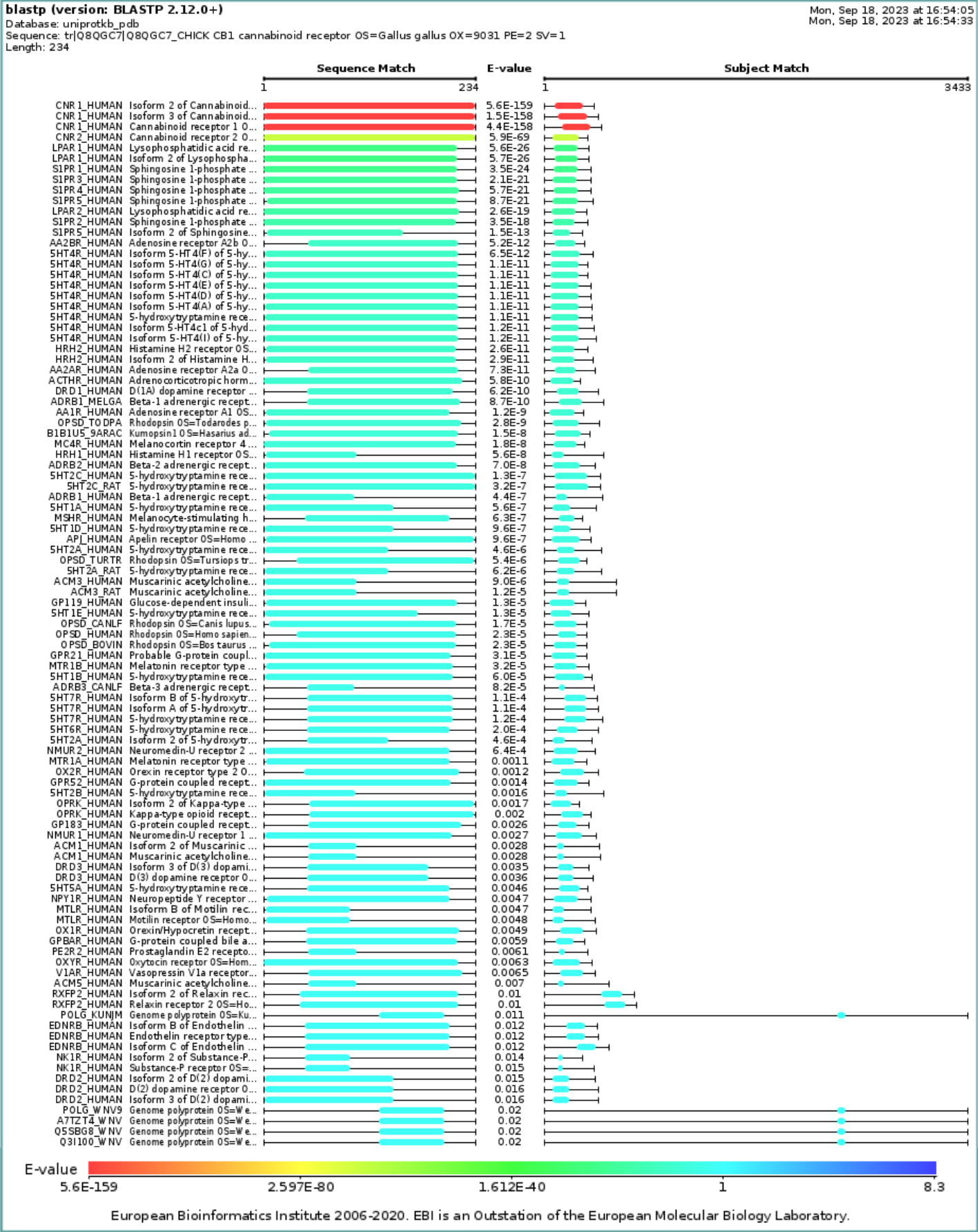 Top blast results of the protein with UniProt ID Q8QGC7.